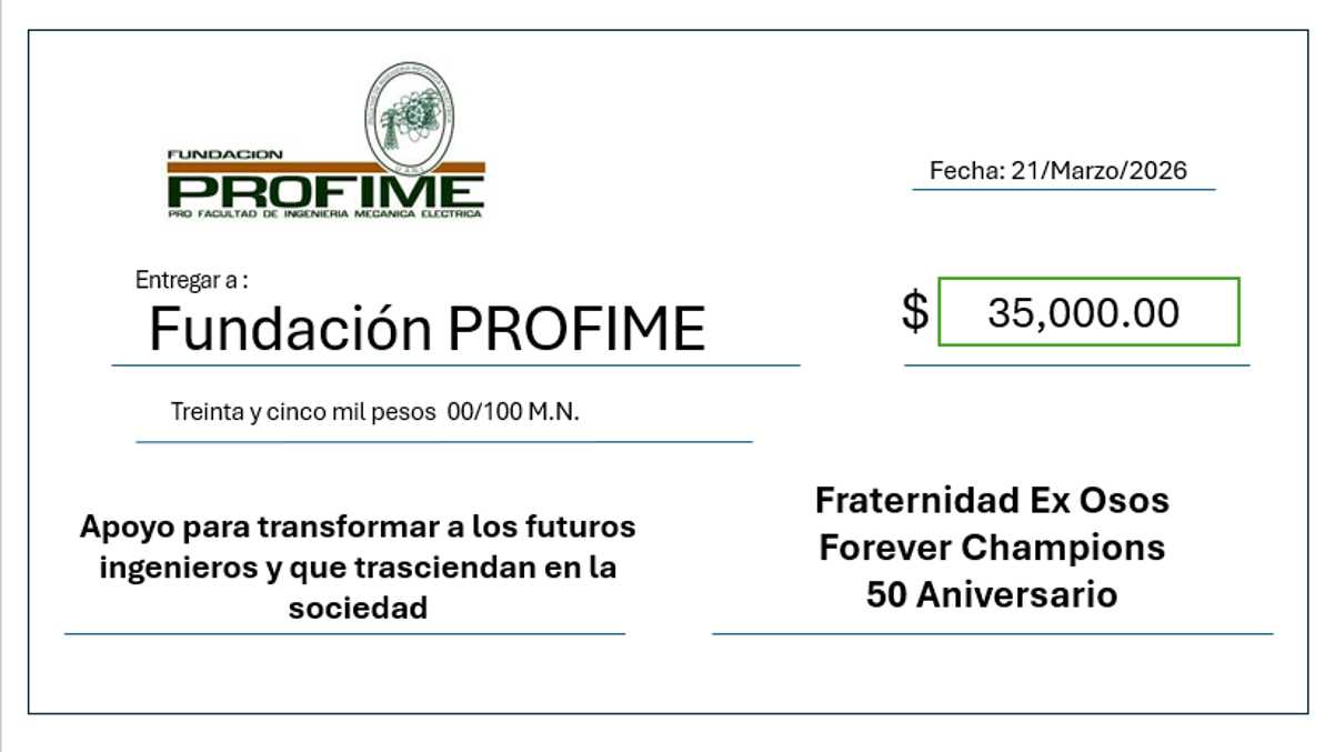 Cheque Generación Osos Campeones 1976